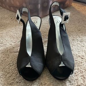 Adrianna Papell Black Satin Heels
